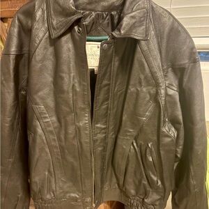 John Ashford Black Leather Bomber Jacket